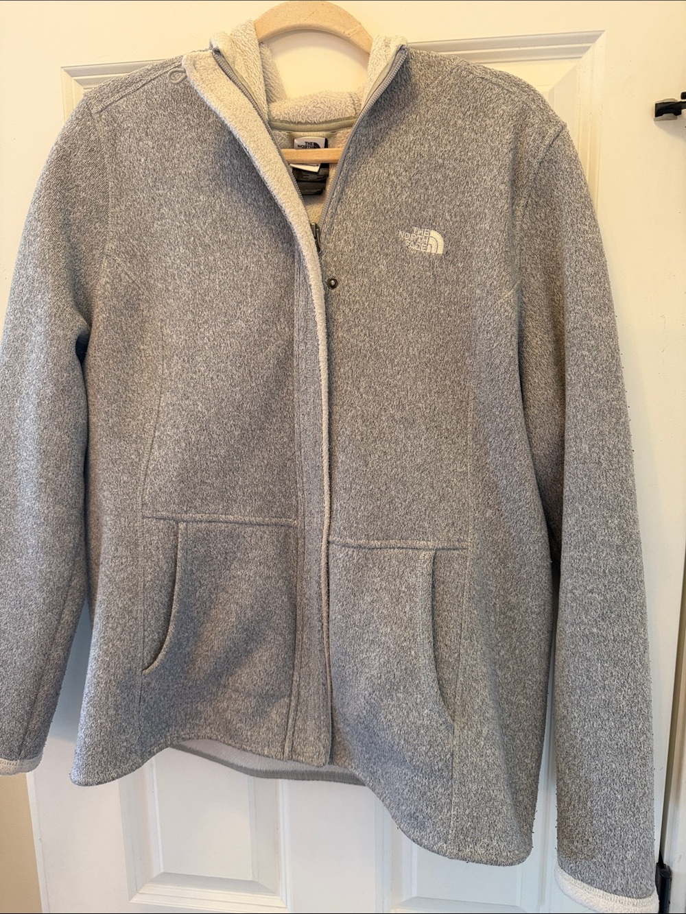 The North Face Women's Light Gray Teddy Fleece Jacket